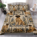 Great Dane floral quilt blanket styled on a bedroom bed with coordinating dog artwork