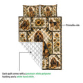 Bloodhound quilt blanket showing the printed front design and white quilted backing