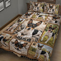 Rat Terrier quilt blanket displayed on a bed with realistic standing and resting dogs in a scenic collage design
