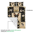 Rat Terrier quilt blanket showing the printed front and white quilted backing