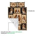 Cavalier King Charles Spaniel quilt blanket detail showing the printed front and white quilted backing