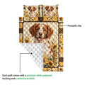 Brittany Spaniel quilt showing the printed floral dog artwork and white diamond-quilted backing