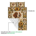 Brittany Spaniel quilt showing the printed front and white stitched backing