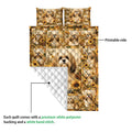 Lhasa Apso quilt blanket detail showing printed front artwork and white quilted backing