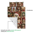 Lhasa Apso Christmas quilt showing the printed front and white diamond-stitched backing