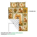 Pomeranian quilt showing a colorful printed side and white diamond-quilted backing
