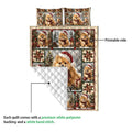 Pomeranian Christmas quilt showing the printed side and white diamond-stitched backing