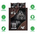 Drum quilt bedding set with matching percussion-themed pillowcases and care feature icons