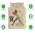 Softball quilt bedding set with vibrant batter artwork and coordinated pillow designs