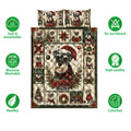 Miniature Schnauzer Christmas quilt bedding set shown with feature icons and festive artwork