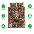 Beagle Christmas quilt blanket with matching pillowcase options and feature icons
