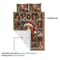 Beagle Christmas quilt showing the printed front and white quilted backing