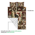 Rat Terrier quilt blanket detail showing the printed front and white quilted backing