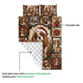 Cavalier King Charles quilt blanket detail showing the printed front and white quilted backing