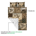 Duck hunting quilt blanket showing the printed front and white diamond-stitched backing