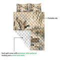 Duck hunting quilt showing mallard artwork, printed front, and white diamond-stitched reverse