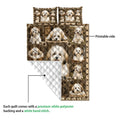 Havanese quilt blanket showing the printed dog artwork and white quilted backing