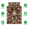 Havanese Christmas quilt bedding set shown with soft breathable and machine washable feature icons