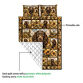 Boykin Spaniel quilt showing its printed side and white quilted backing in a detailed product view