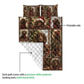 Boykin Spaniel Christmas quilt showing the printed front and white diamond-stitched reverse backing