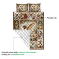 Hummingbird quilt showing the printed front and white quilted backing in a product detail view