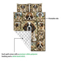 Saint Bernard quilt blanket showing the printed front and diamond-stitched white backing