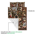 Siamese cat Christmas quilt showing the printed front and white quilted backing