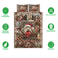 Hedgehog Christmas quilt bedding set shown with festive artwork and product feature icons