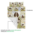 English Springer Spaniel quilt detail showing the printed front and white quilted backing
