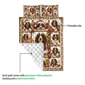 English Springer Spaniel Christmas quilt showing the printed front and white quilted backing