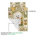 Bichon Frise quilt blanket showing the printed sunflower dog design and white quilted backing