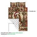 Basset Hound Christmas quilt showing the printed front and white quilted backing