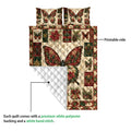 Butterfly quilt blanket detail showing the printed front and white quilted backing
