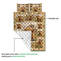 Highland cow quilt showing the printed front artwork and white quilted backing in a product detail view