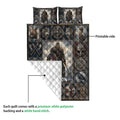 Viking quilt blanket showing the printed front, quilted white backing, and detailed Norse artwork