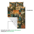 Bicycle quilt blanket showing a printed cycling design and a white quilted backing detail