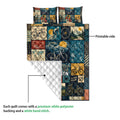 Bicycle quilt blanket shown with printed cycling artwork and a white quilted reverse side
