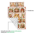 Hamster quilt blanket detail showing colorful printed front and white diamond-stitched backing