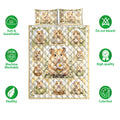 Hamster quilt bedding set shown with floral illustrations and feature icons for softness, breathability, and color