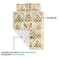 Hamster quilt bedding set showing the printed floral front and quilted white backing detail