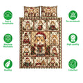 Christmas hamster quilt bedding set shown with soft breathable and machine washable feature icons