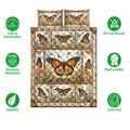 Butterfly quilt blanket shown with floral artwork and soft breathable bedding features