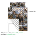 Moose quilt blanket showing the printed front artwork and white quilted backing