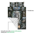 Tiger quilt showing the printed side and white quilted backing in a detailed product view