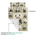 Panda quilt showing its printed front artwork and white quilted backing in a close product detail view