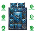 Shark quilt bedding set with underwater artwork, ocean animals, and a deep blue marine theme