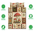 Mushroom quilt bedding set shown with soft breathable construction and a colorful woodland fungi design
