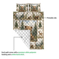 Bear quilt blanket showing the printed front and white quilted backing in a product detail view