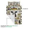 Dairy cow quilt blanket showing the printed front and soft diamond-stitched white backing