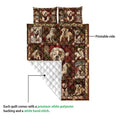 American Bulldog Christmas quilt showing the printed front and white quilted backing in a detail presentation